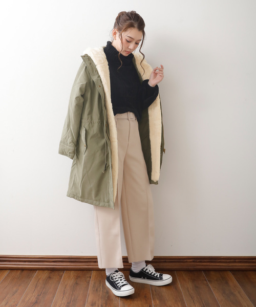 フェイクファーモッズコート2