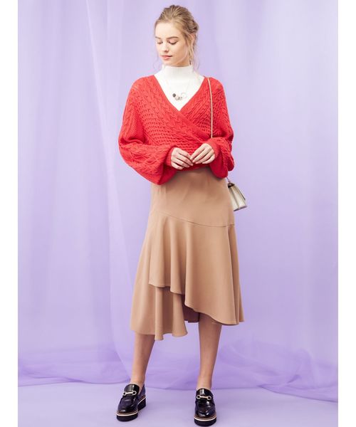 ケーブルカシュクールニット