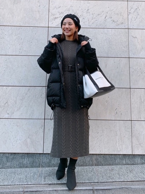 Cable knit longワンピース