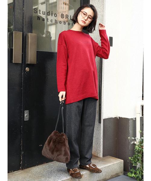 ブラックデニムストレートパンツ