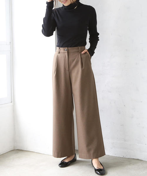 あったか裏起毛セミワイドパンツ
