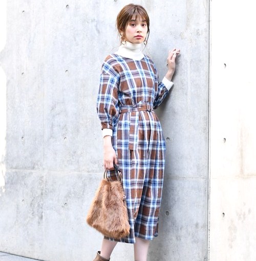 今欲しい チェック柄 千鳥格子柄ワンピース を使った大人の着こなし Folk