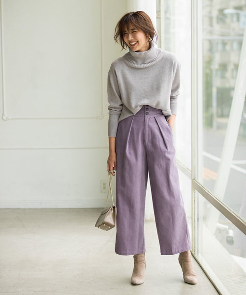 コーデュロイハイウエストワイドパンツ
