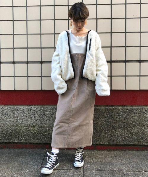 ボア×ナイロン胸ZIPリバーシブルブルゾン