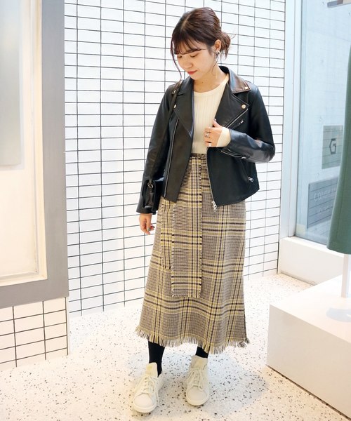ミュールチェックスカート