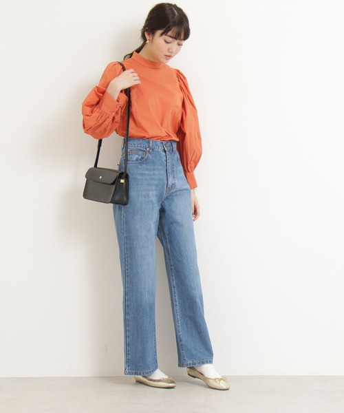 ハイウエストワイドストレートデニムパンツ