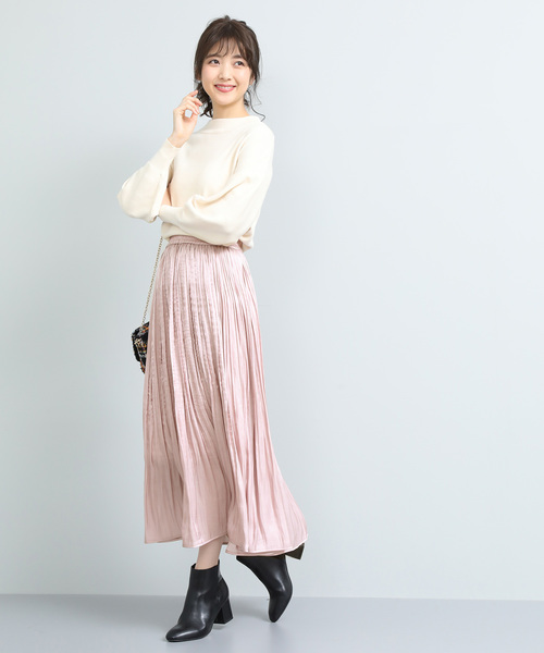 シャイニーサテンフェードアウトプリーツスカート