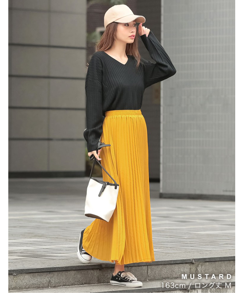 ロング丈ジョーゼットプリーツスカート