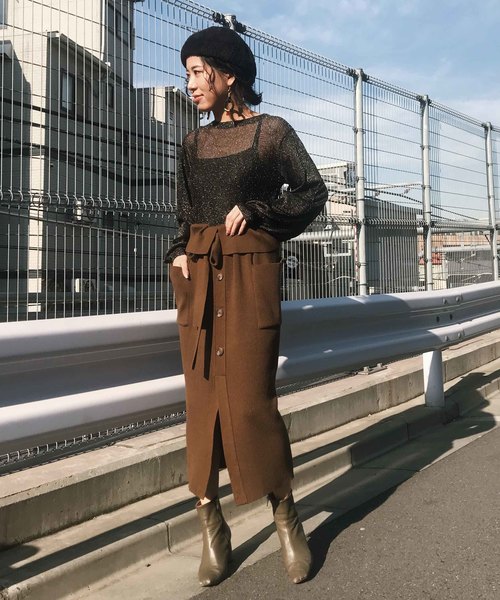 LAPEL KNIT SKIRT