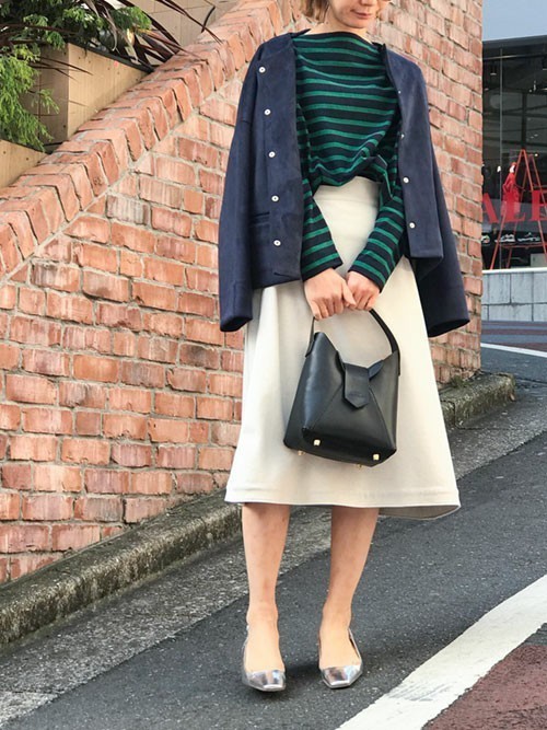 Fスエードスナップボタンノーカラージャケット2