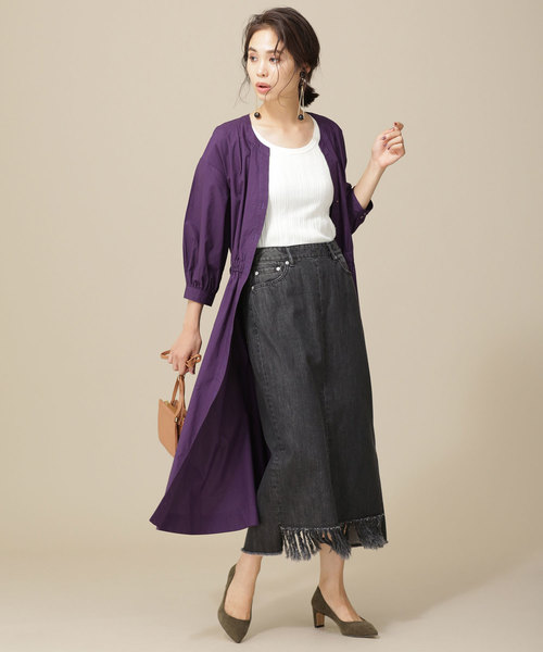 リメイク風フリンジデニムスカート