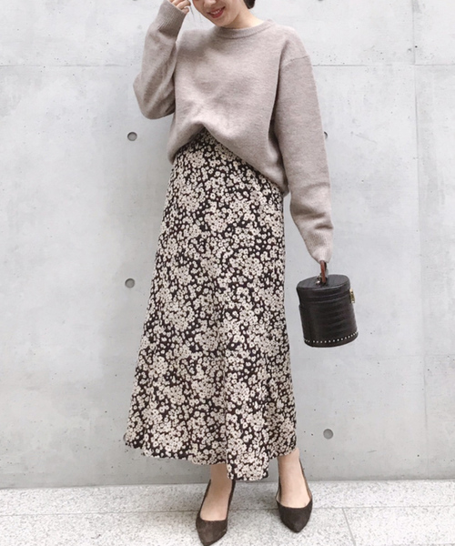 単色花デシンスカート