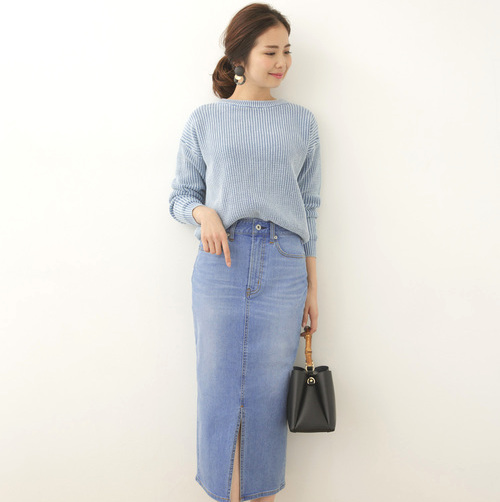 Reactive Dye デニムトラペーズ SK ロングスカート スカート 