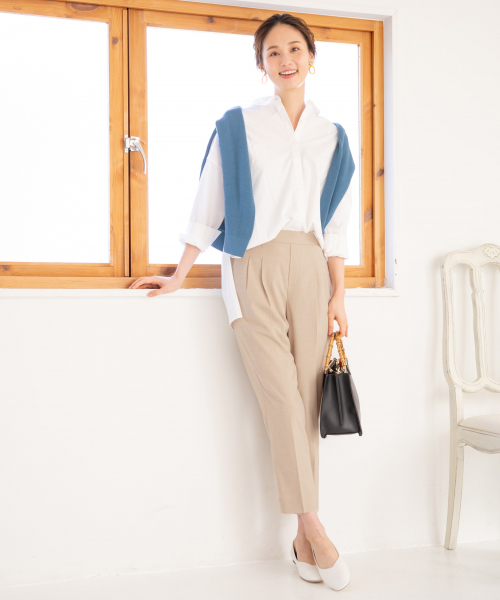 春も着こなす定番アイテム テーパードパンツ に合わせた大人キレイめコーデ集 Folk