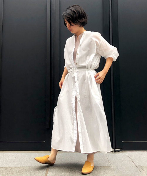 コットンローン2wayロングシャツワンピース(リゾート マキシワンピース)