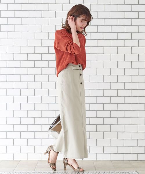 チノストレッチロングタイトスカート
