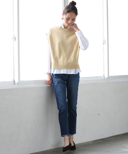 ストレッチデニムスリムクロップドパンツ