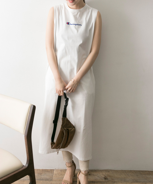 Champion×URBAN RESEARCH ウォッシュドコットン刺繍ロゴワンピース
