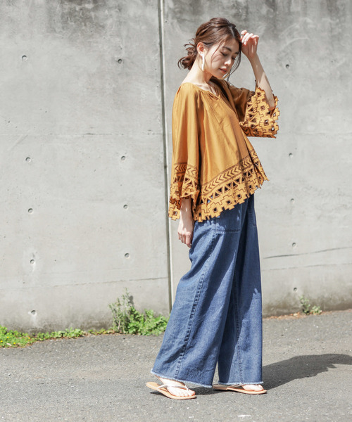 イージーワイドデニムパンツ