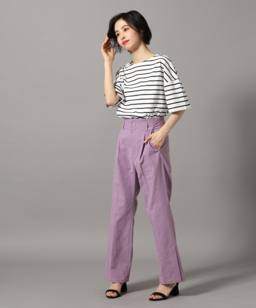 フレンチリネンスリットパンツ