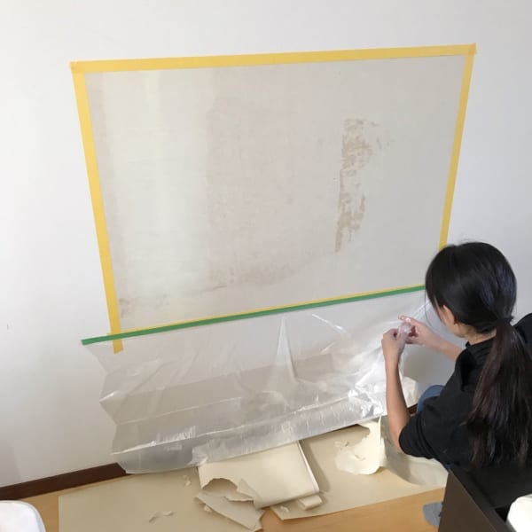 壁面　黒板塗料　DIY5
