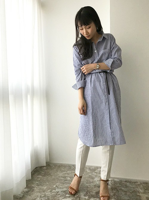選べるストライプ ロングシャツ