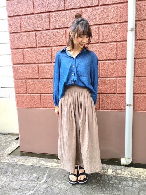 ライトオンスデニムギャザーシャツ