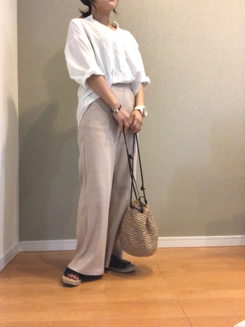 ユニクロ コットンリブワイドパンツ3
