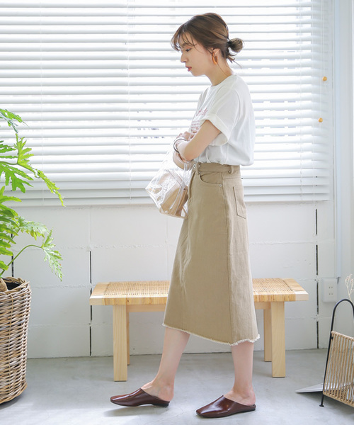 フレイドヘムコットンスカート
