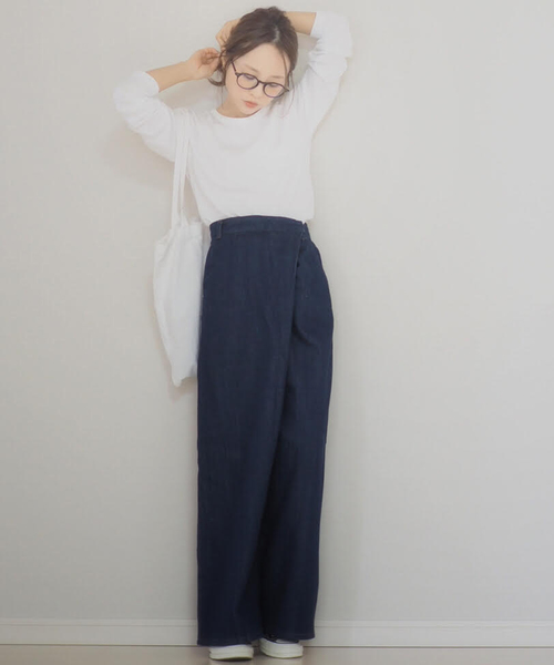 【WEARISTA 田中亜希子 コラボ】ウエストラップワイドデニム