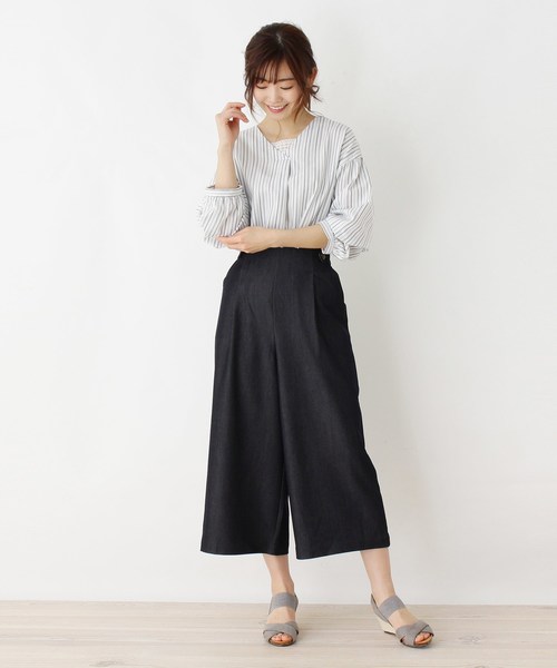 シャンブレーサイドタブパンツ