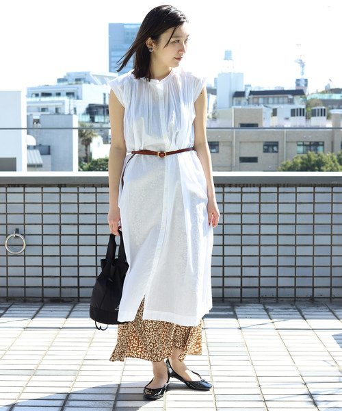 【WEB限定】Made in India ギャザーシャツワンピース