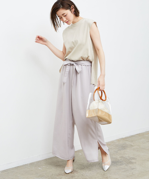 麻調ヴィンテージスリットワイドパンツ