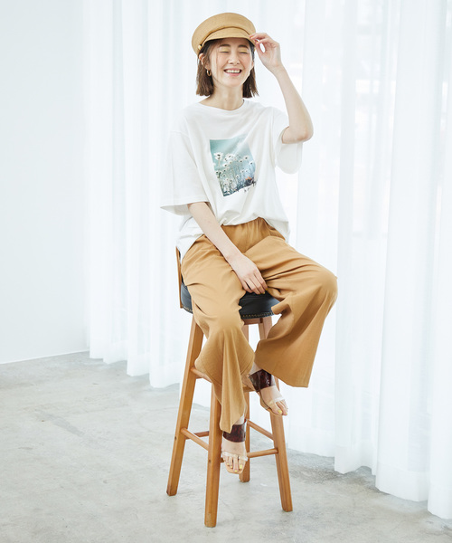 レーヨンナイロンイージーワイドパンツ