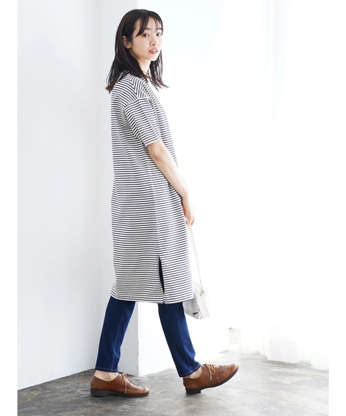 厚手カット脇スリットワンピース 〇