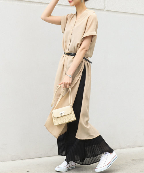 スリットロングシャツワンピース