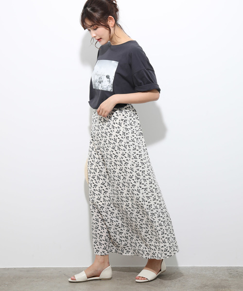 フラワーフォトチュニックTシャツ