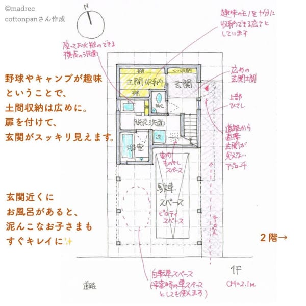 スッキリ見せる コンパクトで3階建て間取り Folk