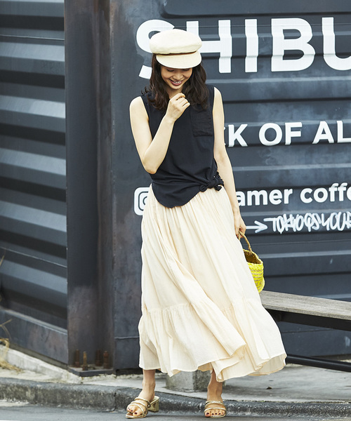 コットンボイル ギャザー LONG SKIRT