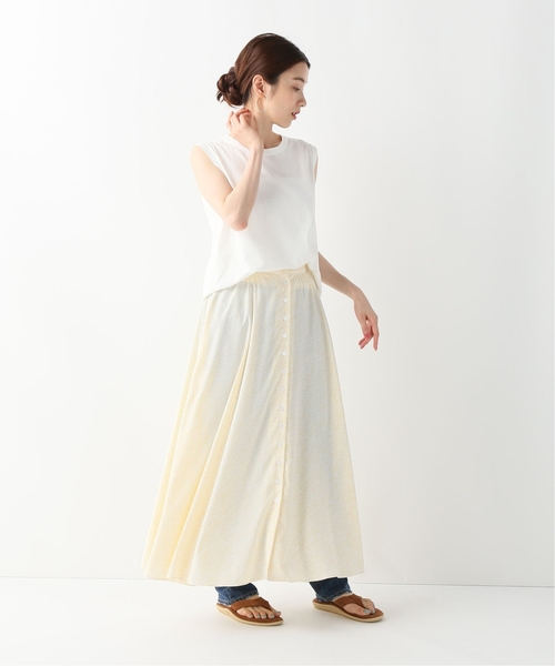 小花バックプリント前開きボタンスカート◆