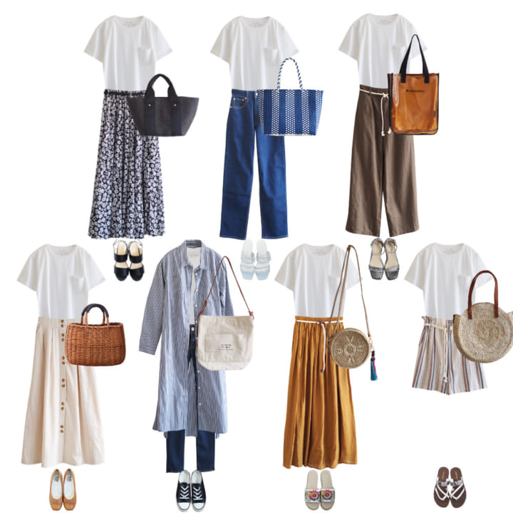 連載 アベイル 980円白tシャツを徹底着回し 夏コーデ7選 Folk