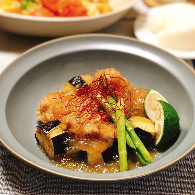 大根おろしで鶏肉と茄子のみぞれあんかけ弁当