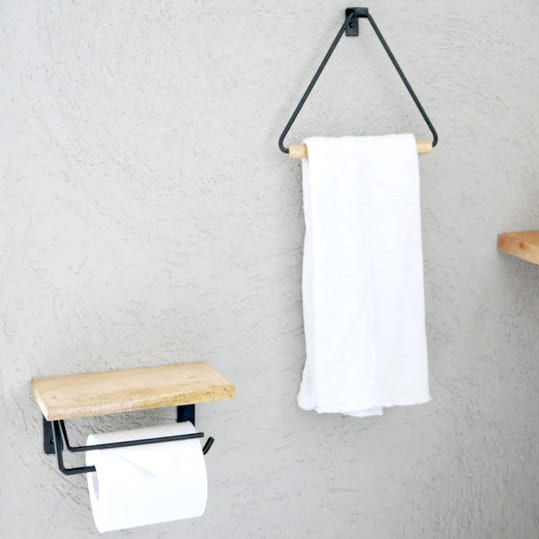 手軽に取り付けられる シンプルな トイレットペーパーホルダー タオルハンガー Folk