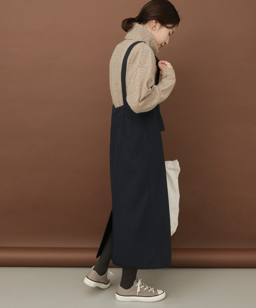 サロペットスカートの冬コーデ集♡大人フェミニンな着こなしをカラー