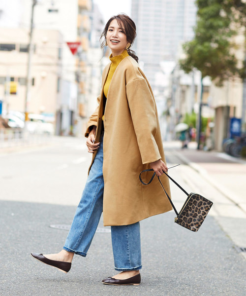 19 冬 ノーカラーコートのコーデ きれいめにもカジュアルにも使える Folk