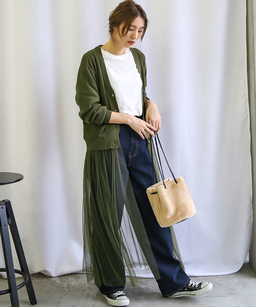 春 秋だけじゃない カーキ ロングカーディガン 必見コーデまとめ Folk
