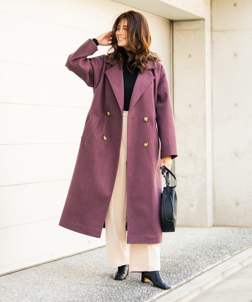 ロングコート×ワイドパンツ