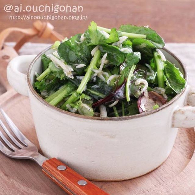 八宝菜の付け合わせ！パクチーとしらすのサラダ