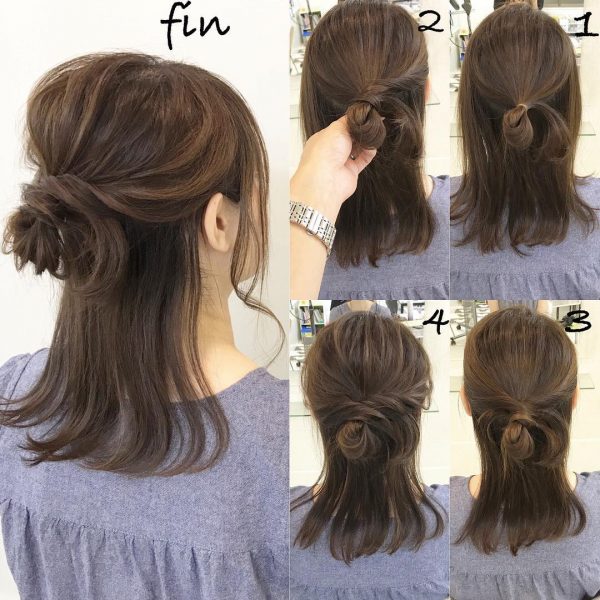 落ち着いたボブの簡単ヘアアレンジ