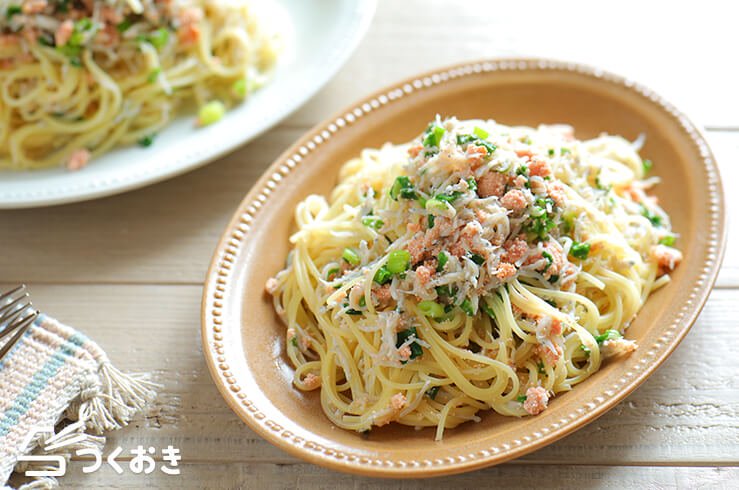 簡単なおつまみに！しらすとたらこのパスタ